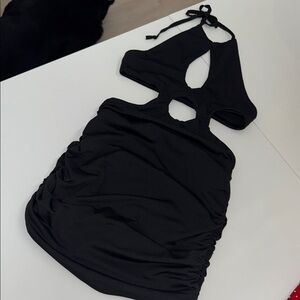 SHEIN Black Backless Halter Dress